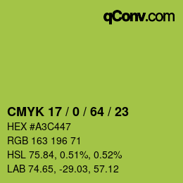 Color code: CMYK 17 / 0 / 64 / 23 | qconv.com