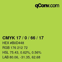 Color code: CMYK 17 / 0 / 66 / 17 | qconv.com