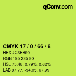 カラーコード: CMYK 17 / 0 / 66 / 8 | qconv.com