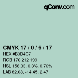 颜色代码: CMYK 17 / 0 / 6 / 17 | qconv.com