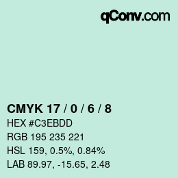 カラーコード: CMYK 17 / 0 / 6 / 8 | qconv.com