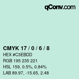 颜色代码: CMYK 17 / 0 / 6 / 8 | qconv.com