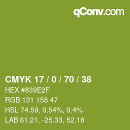 Color code: CMYK 17 / 0 / 70 / 38 | qconv.com