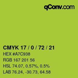 カラーコード: CMYK 17 / 0 / 72 / 21 | qconv.com