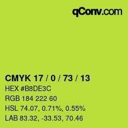 カラーコード: CMYK 17 / 0 / 73 / 13 | qconv.com