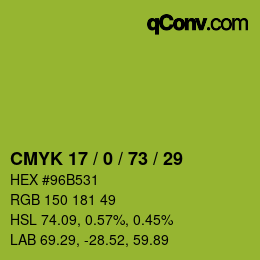 颜色代码: CMYK 17 / 0 / 73 / 29 | qconv.com