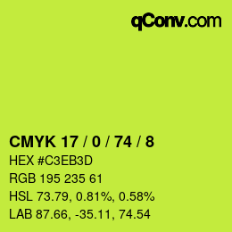 Color code: CMYK 17 / 0 / 74 / 8 | qconv.com
