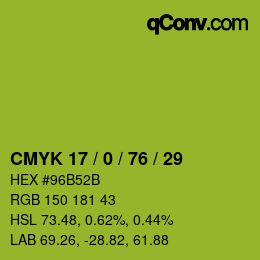 颜色代码: CMYK 17 / 0 / 76 / 29 | qconv.com