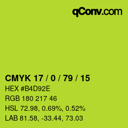 Color code: CMYK 17 / 0 / 79 / 15 | qconv.com