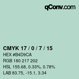 Color code: CMYK 17 / 0 / 7 / 15 | qconv.com