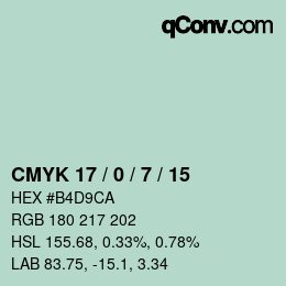 Color code: CMYK 17 / 0 / 7 / 15 | qconv.com