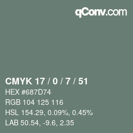 颜色代码: CMYK 17 / 0 / 7 / 51 | qconv.com