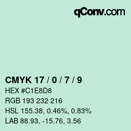 Color code: CMYK 17 / 0 / 7 / 9 | qconv.com
