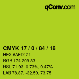 カラーコード: CMYK 17 / 0 / 84 / 18 | qconv.com