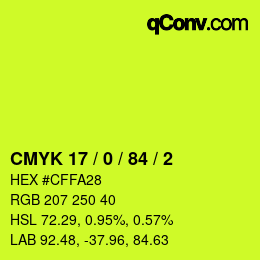 カラーコード: CMYK 17 / 0 / 84 / 2 | qconv.com