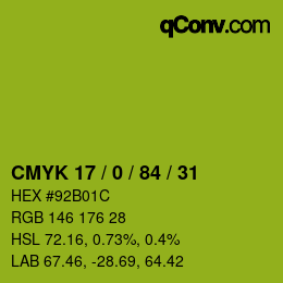 カラーコード: CMYK 17 / 0 / 84 / 31 | qconv.com