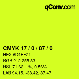 颜色代码: CMYK 17 / 0 / 87 / 0 | qconv.com