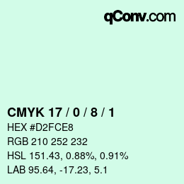 Color code: CMYK 17 / 0 / 8 / 1 | qconv.com