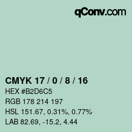 Color code: CMYK 17 / 0 / 8 / 16 | qconv.com