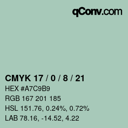 颜色代码: CMYK 17 / 0 / 8 / 21 | qconv.com