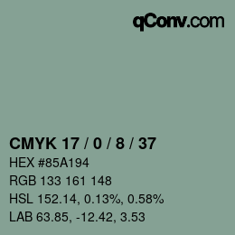 カラーコード: CMYK 17 / 0 / 8 / 37 | qconv.com
