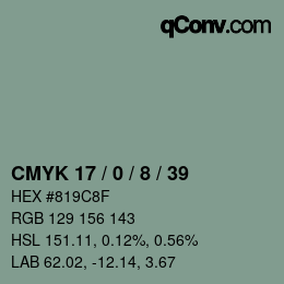 カラーコード: CMYK 17 / 0 / 8 / 39 | qconv.com