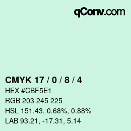 Color code: CMYK 17 / 0 / 8 / 4 | qconv.com