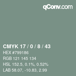 颜色代码: CMYK 17 / 0 / 8 / 43 | qconv.com