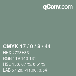 Farbcode: CMYK 17 / 0 / 8 / 44 | qconv.com