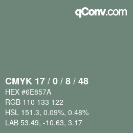 Color code: CMYK 17 / 0 / 8 / 48 | qconv.com