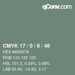 カラーコード: CMYK 17 / 0 / 8 / 48 | qconv.com