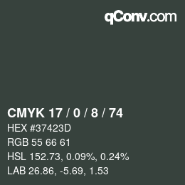 Color code: CMYK 17 / 0 / 8 / 74 | qconv.com
