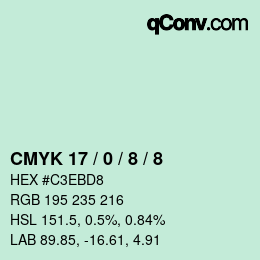 カラーコード: CMYK 17 / 0 / 8 / 8 | qconv.com