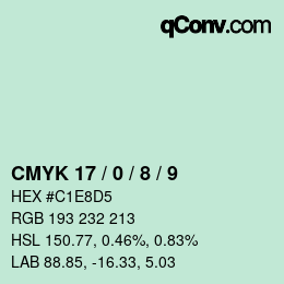 颜色代码: CMYK 17 / 0 / 8 / 9 | qconv.com