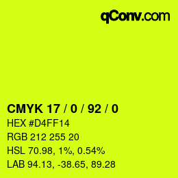 Color code: CMYK 17 / 0 / 92 / 0 | qconv.com