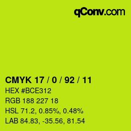 Color code: CMYK 17 / 0 / 92 / 11 | qconv.com