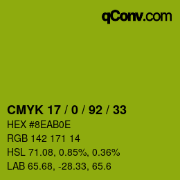 Farbcode: CMYK 17 / 0 / 92 / 33 | qconv.com