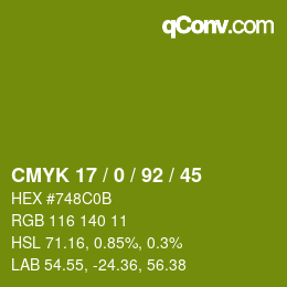 カラーコード: CMYK 17 / 0 / 92 / 45 | qconv.com