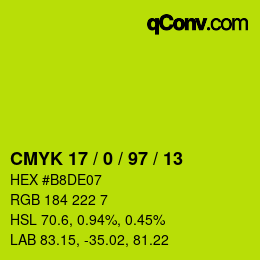 カラーコード: CMYK 17 / 0 / 97 / 13 | qconv.com