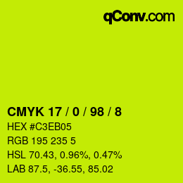 カラーコード: CMYK 17 / 0 / 98 / 8 | qconv.com