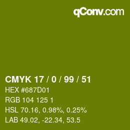 颜色代码: CMYK 17 / 0 / 99 / 51 | qconv.com