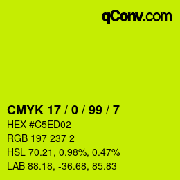 カラーコード: CMYK 17 / 0 / 99 / 7 | qconv.com