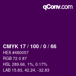 颜色代码: CMYK 17 / 100 / 0 / 66 | qconv.com