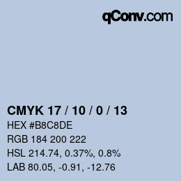 カラーコード: CMYK 17 / 10 / 0 / 13 | qconv.com