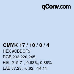 Color code: CMYK 17 / 10 / 0 / 4 | qconv.com