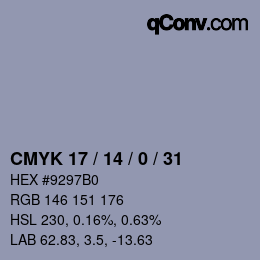 Código de color: CMYK 17 / 14 / 0 / 31 | qconv.com