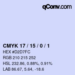 颜色代码: CMYK 17 / 15 / 0 / 1 | qconv.com