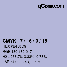 颜色代码: CMYK 17 / 16 / 0 / 15 | qconv.com