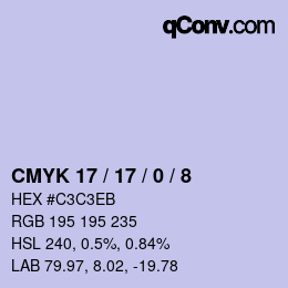 Color code: CMYK 17 / 17 / 0 / 8 | qconv.com