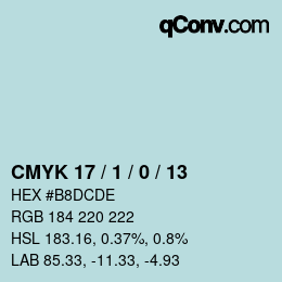 Color code: CMYK 17 / 1 / 0 / 13 | qconv.com